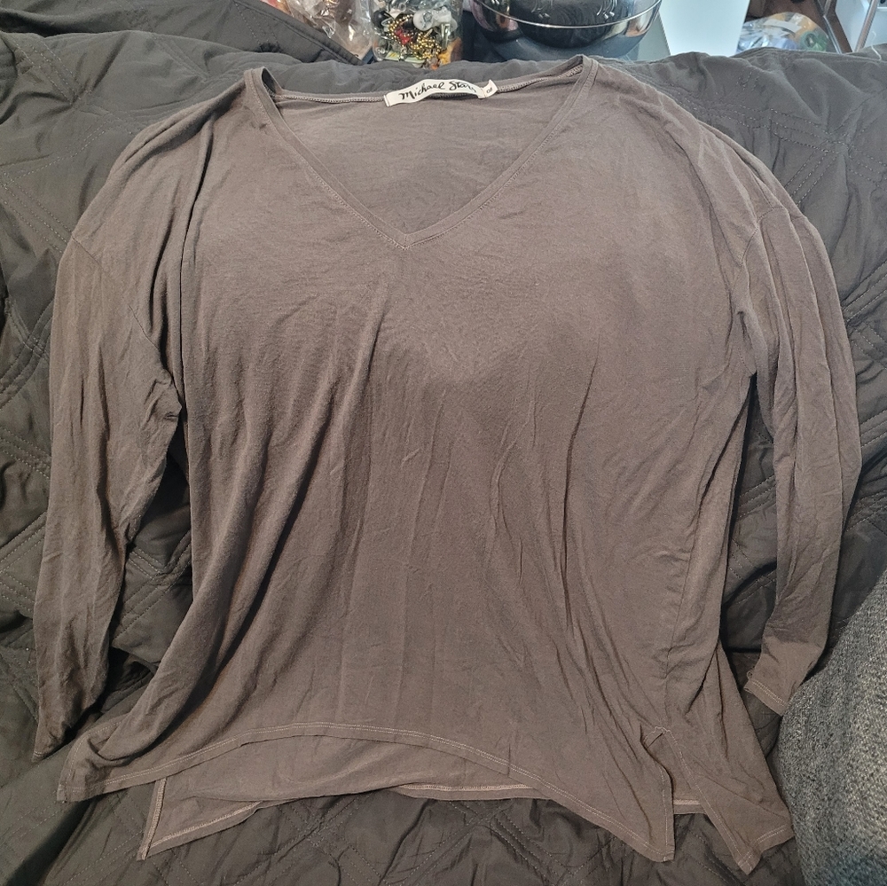 S Michael Stars gray long sleeve blouse